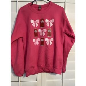 Dr Pepper and Croquette Bows Graphic Pink Sweater Size S Crew Neck
